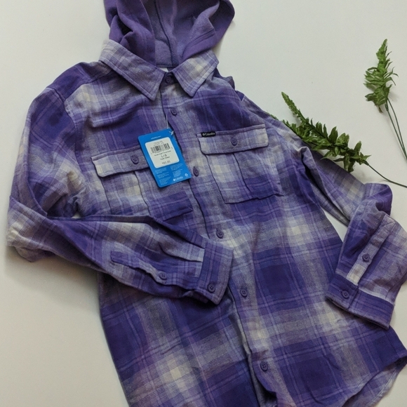 Youth Columbia Girl’s Plaid Youth Flannel Hoodie Long sleeves - Picture 1 of 6